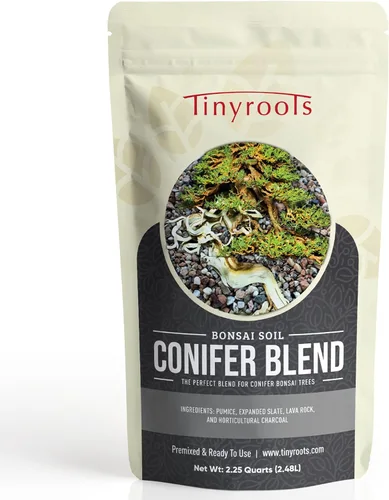Tinyroots - Mezcla de suelo para bonsái de coníferas, 2.5 galones, formulada y premezclada para enebros, pinos negros japoneses, pinos blancos,