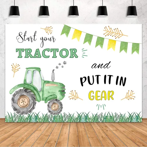 Miniatura 7 de MEHOFOND Decoraciones de fondo de tractor verde de 7 x 5 pies para niños, granja, suministros de fiesta de cumpleaños, pancarta para ponerlo