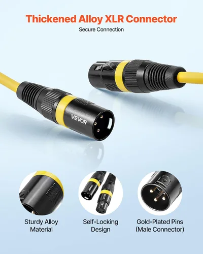 Miniatura 3 de VEVOR Cable XLR de 3.3 pies, paquete de 10 cables de micrófono DMX equilibrados blindados macho a hembra, cable de altavoz de micrófono XLR de 3