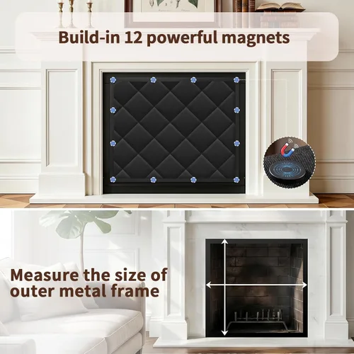 Miniatura 5 de Funda magnética para chimenea, manta bloqueadora de chimenea para pérdida de calor, tapón de chimenea para interiores con 12 imanes para marco