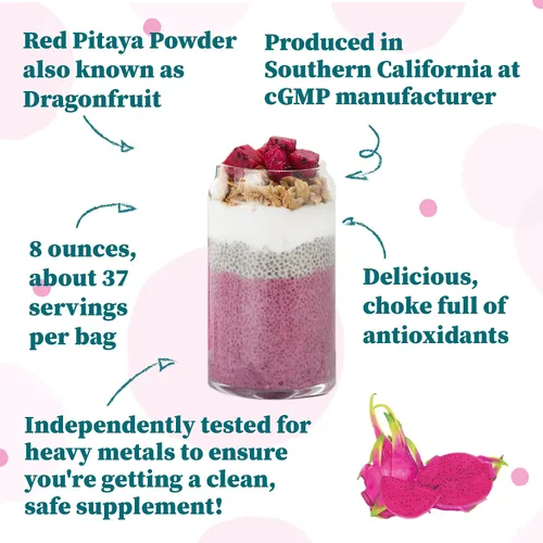 Miniatura 5 de Polvo de Pitaya rosa, 8 onzas, sin OMG, sin gluten, vegano, empaquetado localmente en California