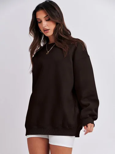Miniatura 3 de ANRABESS Sudadera de gran tamaño para mujer, con cuello redondo, estilo Y2K, sudadera con capucha de forro polar, cómoda, camiseta informal, ropa