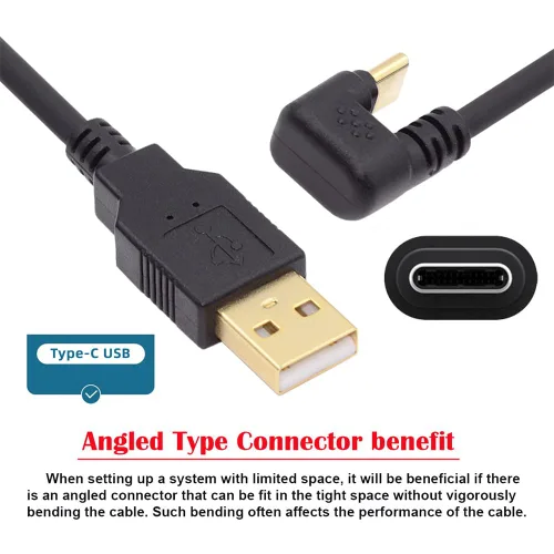 Miniatura 7 de xiwai USB2.0 Tipo-A a Tipo C USB-C macho a macho Cable de datos de alimentación 480Mbps negro opuesto en forma de U en ángulo trasero