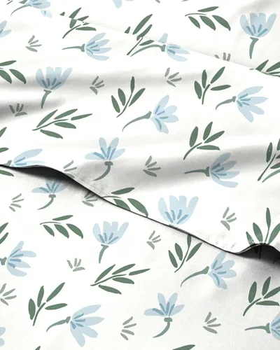 Miniatura 31 de Sábanas con patrón de puntos azules, 1 sábana encimera, 1 sábana bajera y 1 funda de almohada con bolsillos profundos, ropa de cama con estampado