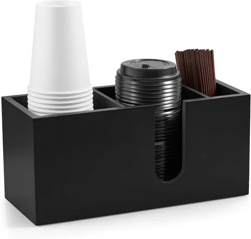 Miniatura 9 de Organizador de tazas de café de madera de acacia ALELION para mostrador - Accesorios y organizador de barra de café de madera - Organizador