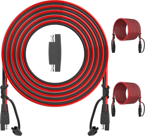 OYMSAE Cable de extensión SAE a SAE de 25 pies, conector de desconexión rápida 16 AWG, para automóvil, enchufe de cable de extensión de panel solar