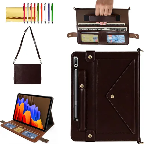 Miniatura 33 de Bolso Funda para Samsung Galaxy Tab S10 FE/S9 FE 10.9"/S9/S8/S7 11", Techcircle Folio con Soporte Cruzado, Billetera con Ranura para Lápiz S Pen