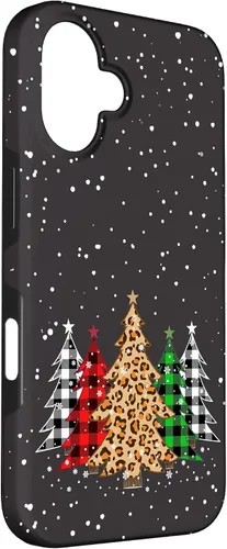 Miniatura 3 de Funda con diseño de árboles de Navidad con estampado de leopardo y cuadros para iPhone 16