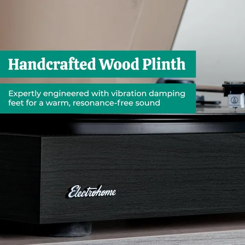 Miniatura 7 de Electrohome Montrose - Tocadiscos de vinilo de 2 velocidades, con lápiz óptico Audio-Technica, motor de control de velocidad, preamplificador