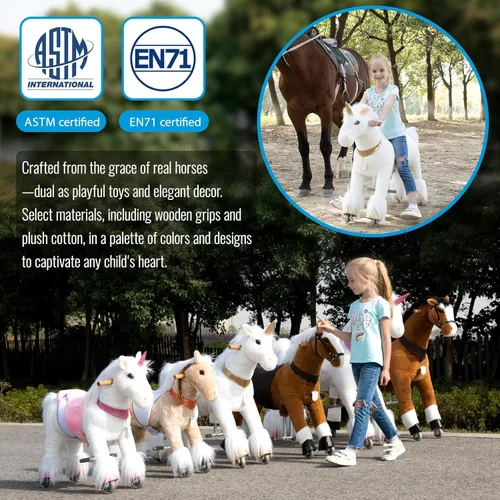 Miniatura 3 de UFREE Paseo en caballo, juguete de caballo para montar, caballo mecánico, animal de peluche, cola y melena negras, edad 3-6