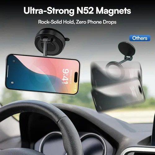 Miniatura 7 de Soporte magnético para teléfono de automóvil modelo 2026 - Soporte de automóvil con ventosa fuerte para iPhone y Android, soporte giratorio de 360°