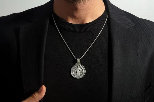 Miniatura 8 de bysilvergates Religious Collection - Men's 925 Sterling Silver Pendants St Christopher, St Michael, St Benedict - Timeless Faith-Inspired Necklaces