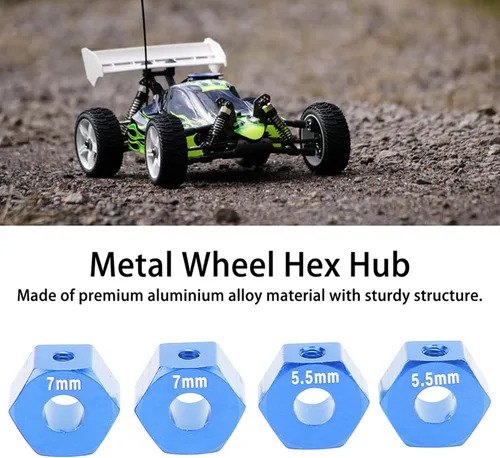 Miniatura 3 de plplaaoo Bujes de rueda hexagonales, 4 cubos de rueda hexagonales modelo RC de 0.551 pulgadas, hexagonal de rueda RC de 0.551 in, 0.217 in y 0.276