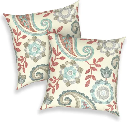 Miniatura 156 de Juego de 2 almohadas para exteriores de 16 x 16 pulgadas, repelentes al agua con interiores, para muebles de patio, hogar, jardín, geometría bohemia