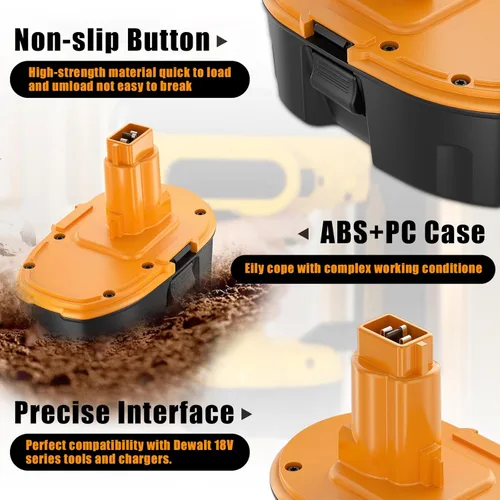 Miniatura 4 de Paquete de 2 5000 Ah de repuesto para batería Dewalt de 18 V Ni-Mh DC9098 DC9096 DC9099 DC970 DW9095 DW9096 DW9098 DW9099 DE9039 DE9096 DE9098