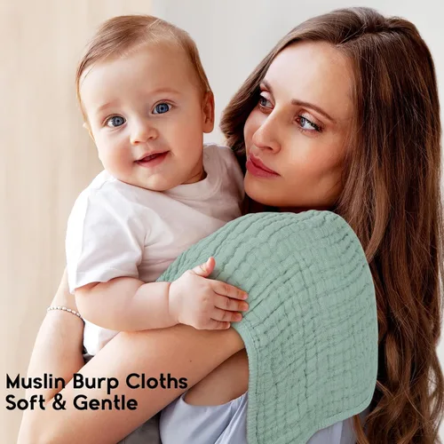 Miniatura 2 de Unnivoll Paños de muselina para eructos para bebé, 100% algodón, para niños y niñas, grandes, 20 x 10 pulgadas, extra suaves y absorbentes, paquete