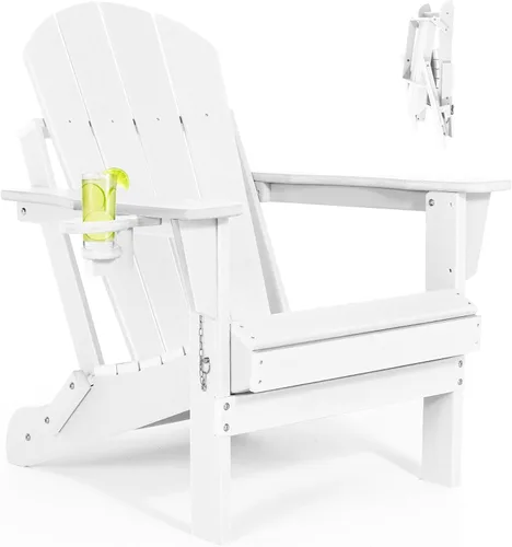 Miniatura 9 de Sillas Adirondack plegables – Silla Adirondack de plástico con soporte para tazas, sillas para exteriores resistentes a la intemperie
