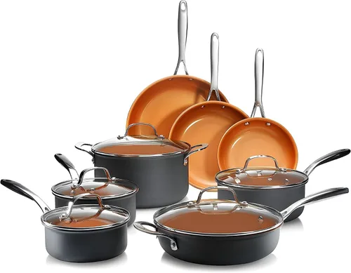 Miniatura 10 de GOTHAM STEEL - Juego de 12 piezas de utensilios de cocina de cerámica antiadherente, juego de ollas y sartenes de cerámica antiadherentes