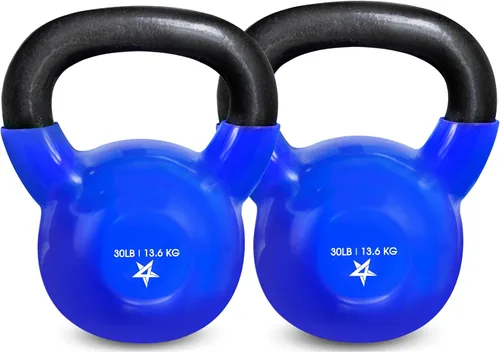 Miniatura 8 de Yes4All Pesa rusa, pesas rusas de hierro fundido con revestimiento de vinilo de 5-100 LB para entrenamiento de fuerza para ejercicios de gimnasio