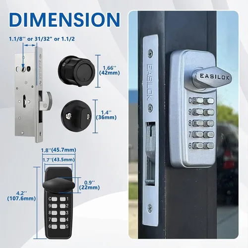 Miniatura 3 de 100% Cerradura de teclado sin llave para tienda, Adams Rite comercial DIY de remplazo de embutir, cerradura de entrada de aluminio sin perforación
