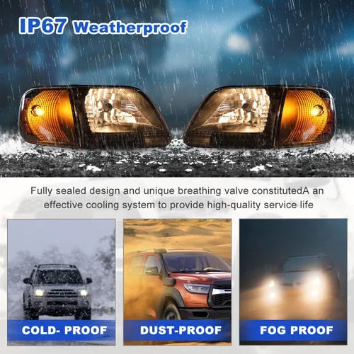 Miniatura 6 de ROXX Conjunto de faros delanteros con luces de esquina para Ford F150 1997-2003 y Ford Expedition 1997-2002/Para Ford F250 Light Duty 1997-1999, par