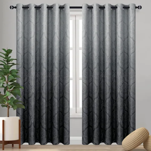 Miniatura 58 de DWCN - Cortinas blackout para dormitorio, diseño de damasco con aislamiento térmico y ojales, para sala de estar, juego de 2 paneles de cortina Gris