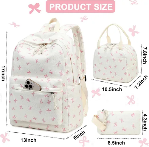 Miniatura 2 de BTOOP Mochila escolar para niñas y niños, con bolsa de almuerzo aislada y bolsa para lápices