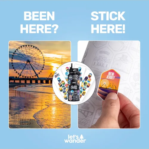 Miniatura 7 de LET'S WANDER Lets Wander 50 States - Botella de agua con calcomanías impermeables, acero inoxidable aislado a prueba de fugas de 32 onzas