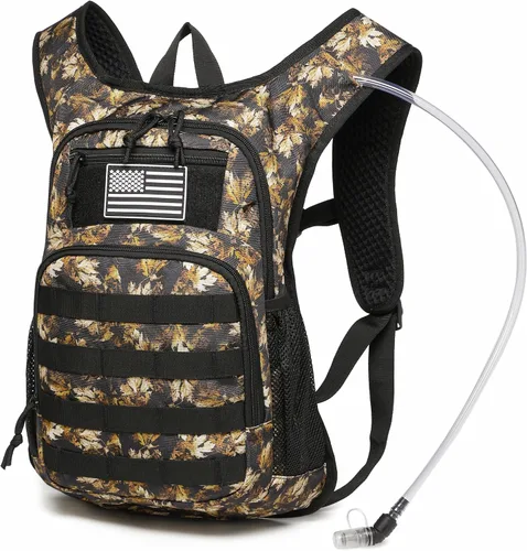 Miniatura 9 de Mochila de Hidratación Wotony con Vejiga de Agua para Senderismo Paquete de Hidratación Táctico para Hombres Mujeres Mochila de Agua Molle para Negro