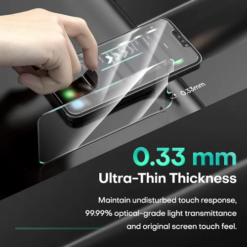 Miniatura 5 de HATOSHI Paquete de 3 protectores de pantalla de vidrio templado para iPhone 13 Pro Max con 3 protectores de lente de cámara, compatible con fundas
