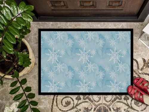 Miniatura 3 de Caroline's Treasures BB7552MAT - Felpudo de acuarela con copos de nieve sobre azul claro, 18 x 27 pulgadas, tapete para puerta delantera
