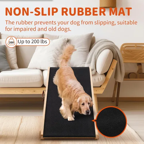 Miniatura 3 de Rampa para Perros, Rampa Plegable de Madera Ajustable de 5 Niveles para Cama Mediana, Sofá, SUV - Alta Tracción, Rampas Portátiles para Patas