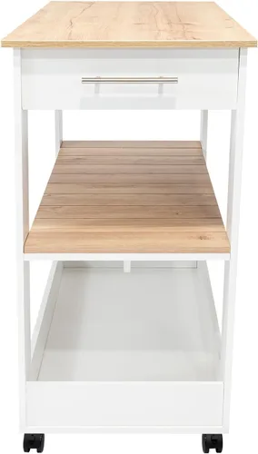 Miniatura 8 de FM FURNITURE Brooklyn 80 Isla de cocina con acento de roble claro, con estantes y cajones