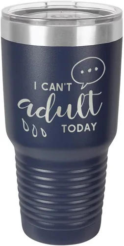 Miniatura 16 de Vaso grabado con texto en inglés "I CAN'T ADULT TODAY", de acero con recubrimiento de polvo grabado con láser, taza de viaje con camello polar sin