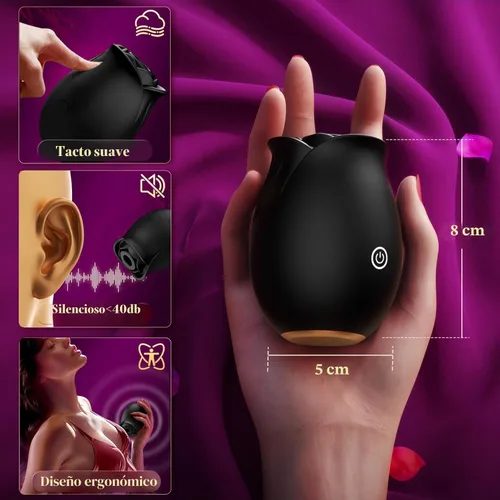 Miniatura 5 de Juguete Sexual Rosa para Adultos – Vibrador Rosa APP para Mujeres, Juguetes Sexuales con 9 Modos de Succión y Vibración, Vibrador de Punto G, Negro
