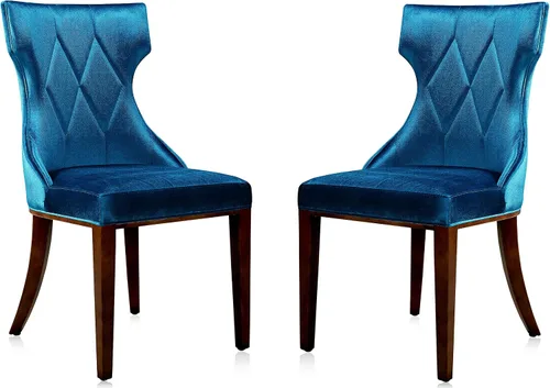 Miniatura 14 de Manhattan Comfort Reine MDining - Juego de 2, asientos tapizados con costuras de diamante, marco de madera de haya maciza, base de 4 patas, altura