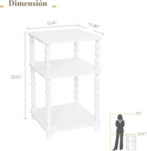 Miniatura 3 de Fultyle - Mesa auxiliar, mesa auxiliar pequeña con estante abierto de 3 niveles, mesita de noche moderna para sala de estar, dormitorio, oficina