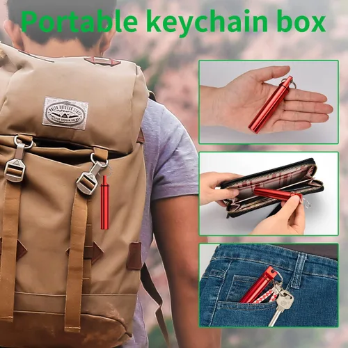 Miniatura 7 de Caja portátil de metal para palillos de dientes, 3 piezas, bolsillo impermeable, contenedor para palillos de dientes con llavero para picnic al aire
