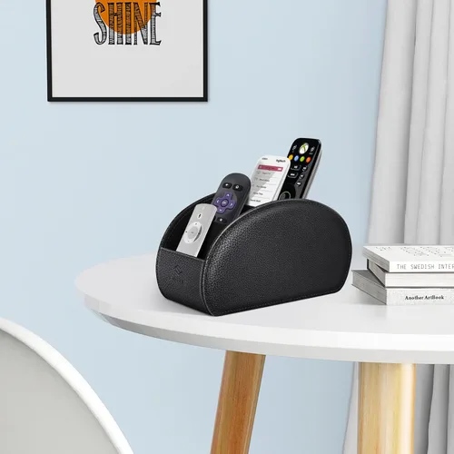 Miniatura 4 de Fintie - Soporte para control remoto, organizador de cuero vegetal para control remoto de televisor, organizador de escritorio, 5 compartimentos