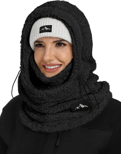 Pasamontañas de esquí para mujeres y hombres, resistente al viento, forro polar, máscara facial de invierno, gorro para clima frío, calentador de