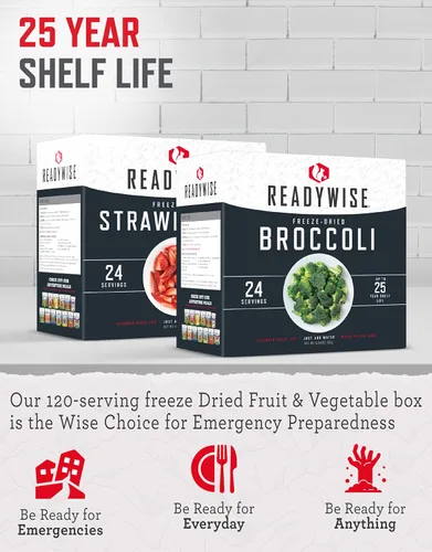 Miniatura 3 de ReadyWise Kit de caja de frutas y verduras liofilizadas Alimentos de emergencia 120 porciones