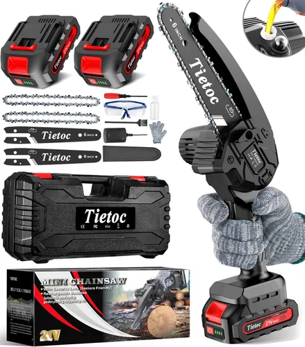 Miniatura 7 de Tietoc Motosierra eléctrica de 6 pulgadas, inalámbrica, funciona con pilas, sierra de mano para recorte de madera/árboles, Sawzall para el hogar