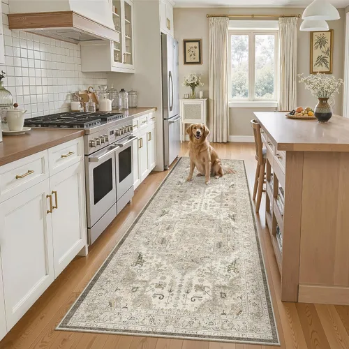 Miniatura 308 de Madane Tapete lavable de 2 x 10 pies para pasillo, cocina, recibidor, clásico, suave, antideslizante para interiores, casa de campo, baño, sala