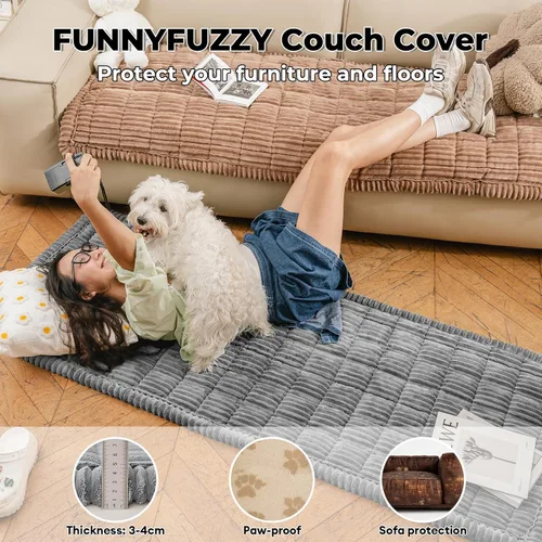 Miniatura 2 de FUNNY FUZZY Fundas de sofá para mascotas, protector lavable para perros, fundas de sofá de franela para perros, aptas para mascotas, tapete