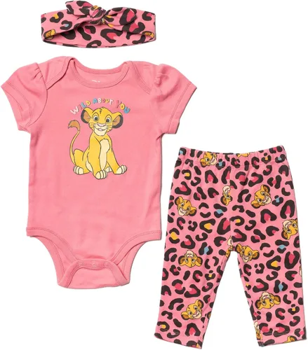 Disney Pixar Toy Story - Conjunto de traje de 3 piezas para bebé niña con pantalones y diadema de Minnie Mouse de Rey León, recién nacido a bebé