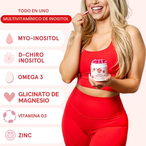 Miniatura 3 de Peach Perfect Inositol Multivitamínico – Mezcla de mio-inositol y D-Chiro 40:1, Omega-3, Vitamina D3, Magnesio, Zinc – Apoya la salud de la mujer