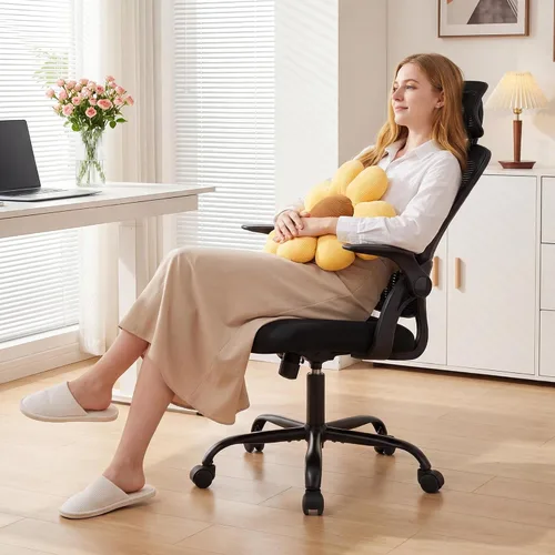 Miniatura 2 de Silla de escritorio de oficina, silla de trabajo ergonómica de malla con respaldo alto, silla de trabajo para oficina en casa, silla de escritorio