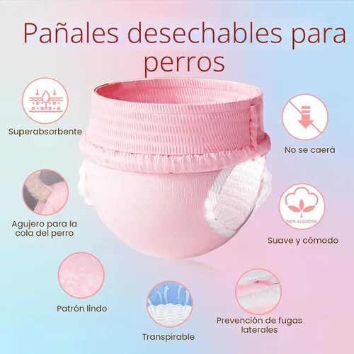 Miniatura 5 de Ambreview Pañales desechables para perras, simplemente tíralos hacia arriba, pañales para perras, alta absorbencia a prueba de fugas, para perras