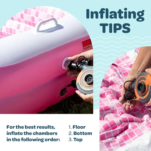 Miniatura 7 de Piscina inflable 2 en 1 para niños, 65"x39"x10" (5'5") con piso acolchado suave, asas, drenaje, piscina poco profunda rectangular para niños de 2
