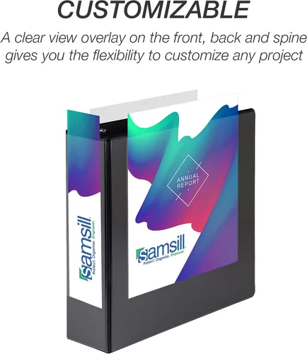 Miniatura 376 de Samsill - Carpeta duradera de 5 pulgadas, fabricada en los Estados Unidos, con anillos en D, transparente y personalizable, color blanco